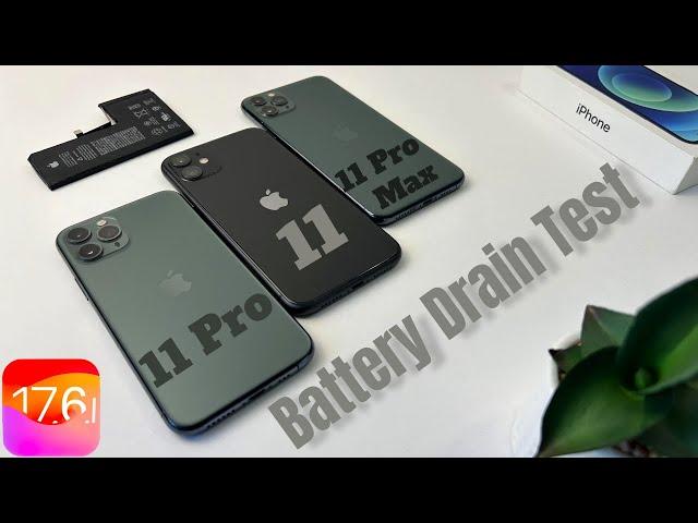 iPhone 11 Vs 11 Pro Vs 11 Pro Max Battery Drain Test Comparision | IOS 17.6.1 2024