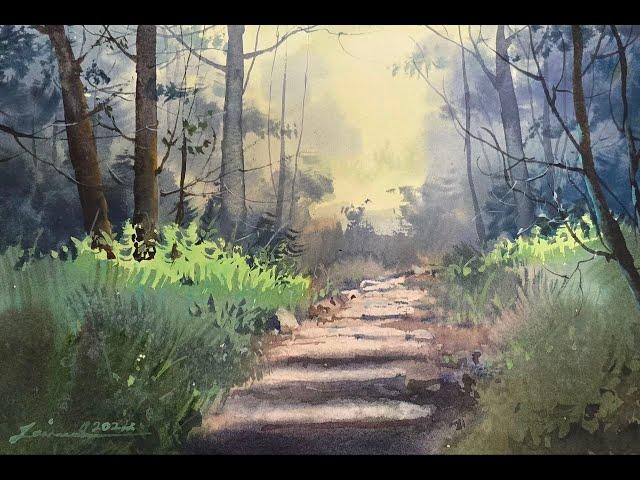 How to paint trees in watercolor painting