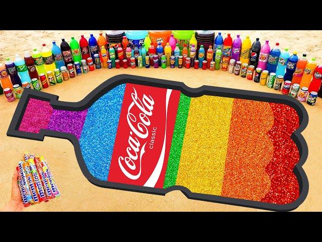 EXPERIMENT COCA  How To Make Rainbow Coca - Cola Bottle From Glitter Slime, 7up, Pepsi, Coca Cola