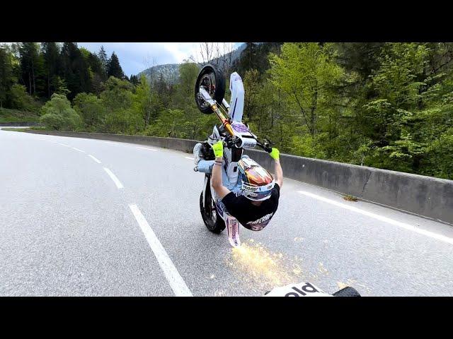 FULL THROTTLE W/ SUPERMOTO IN FRANCE (MOUNTAINS, WHEELIES)