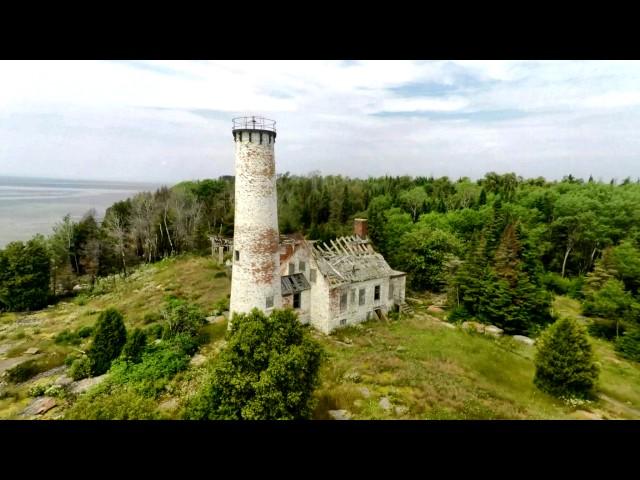 Poverty Island and St. Martin's Island Lighthouse drone video