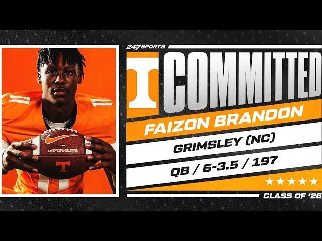 WATCH: 5-star QB Faizon Brandon commits to Tennessee LIVE on 247Sports | No. 1 Player in 2026