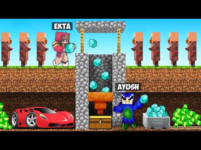 AYUSH MADE A WISHING WELL TO STEAL EKTA & VILLAGERS IN MINECRAFT 