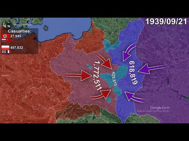 Invasion of Poland in 1 minute using Google Earth