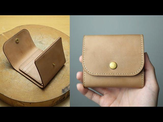 Making a Leather Trifold Wallet | DIY FREE PATTERN | HANDMADE Leather Craft ASMR