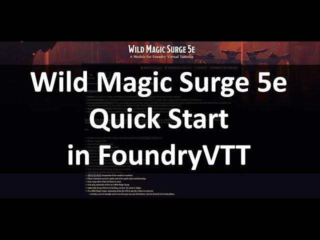 Wild Magic Surge 5e Quick Start Foundry VTT Module