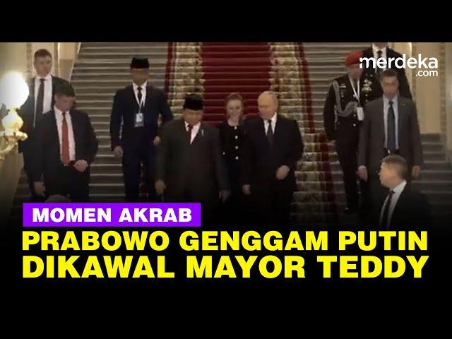 Momen Akrab Prabowo Genggam Erat Tangan Putin, Berjalan Gagah Dikawal Mayor TNI Teddy