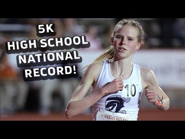 High School Sophomore Elizabeth Leachman Breaks High School 5k NATIONAL RECORD At Texas Relays 2024