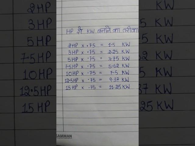 convert HP INTO KW(kilowatt) #learning #maths #youtubeshorts #tips