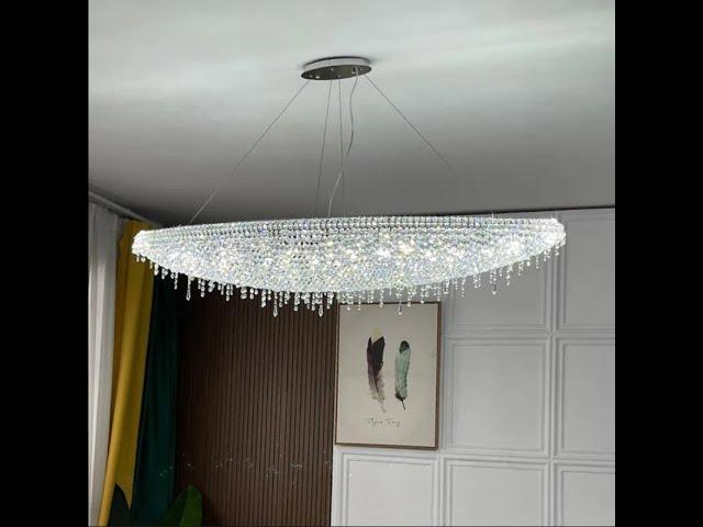 Boat Design Crystal Hanging Lighting Modern Chandelier For Rectangle Dining Island