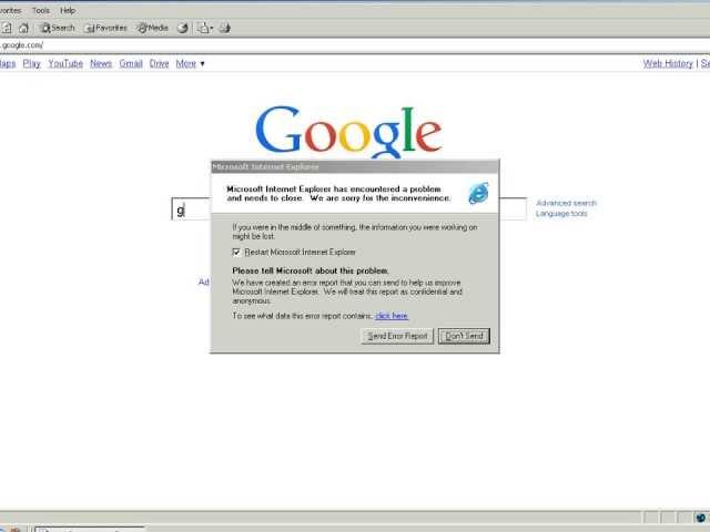 Googling Google on Internet Explorer 6