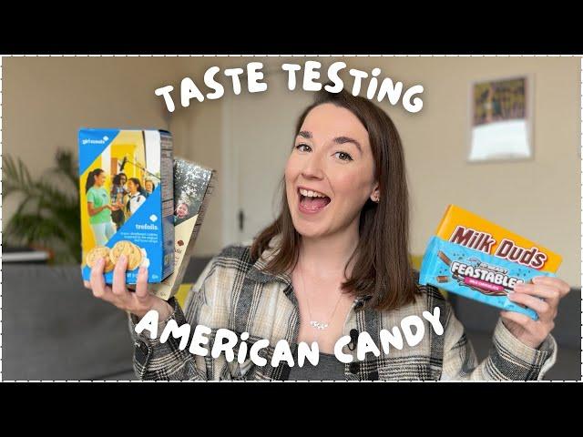 British Girl Tries American Candy for the First Time | Feastables, Girl Scout Cookies & Milk Duds