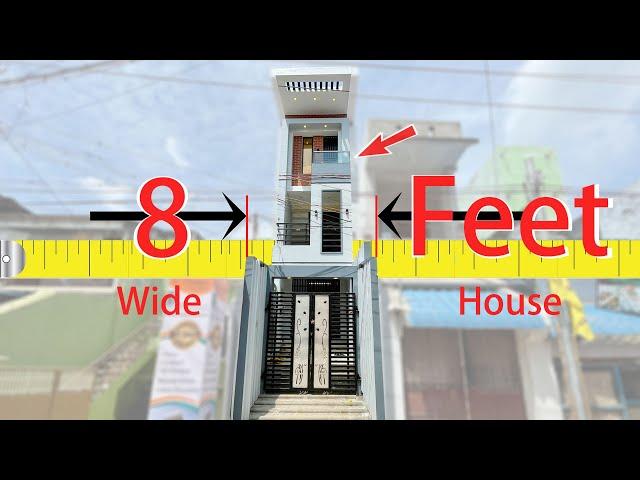 வெறும் 8 அடியில் அழகான வீடு | 8 Feet Wide Pergola Style House with Balcony, Bike Parking | Veedu 244