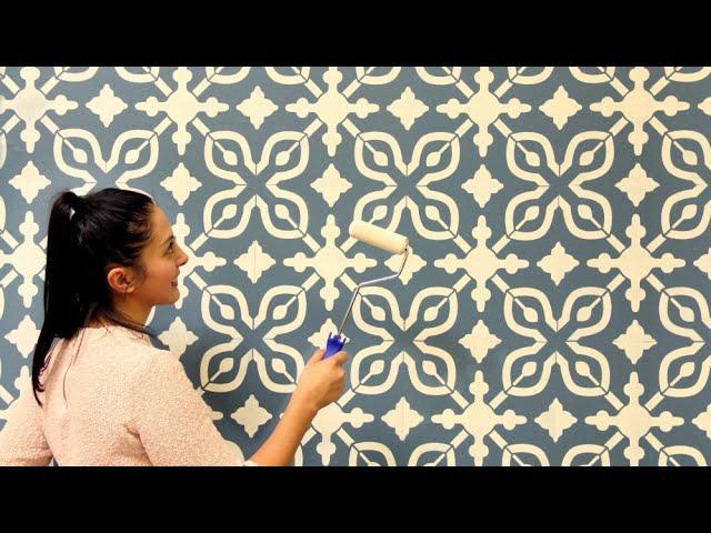 How to Stencil a Wall with Just Paint! Easy DIY Wall Decor with Wall Painting Stencils