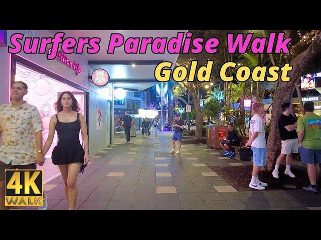 Australia Nightlife  Friday Night 4k Walk Surfers Paradise Gold Coast  ️