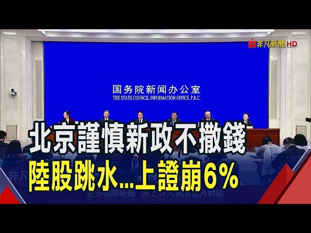 中國發改委刺激新政未出籠! 陸股跳水...上證挫6%.深證指數暴跌8% 陸財政部周六記者會引遐想｜非凡財經新聞｜20241009