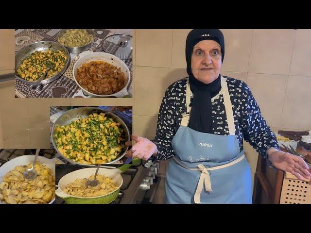 ثلاثة أنواع أكلات بطاطا مع حماتي  Three types of potato dishes with my mother-in-law