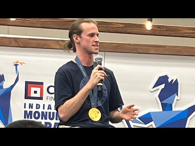 Cole Hocker watching his own 2024 Olympic 1500m Gold Medal RACE + Interview