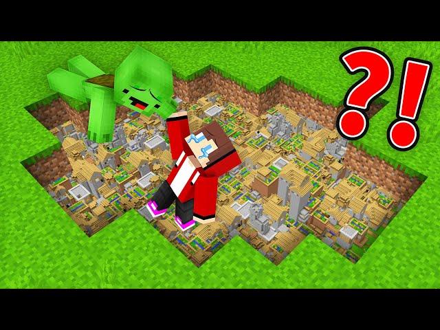 JJ and Mikey Found ENDLESS UNDERGROUND VILLAGE - Maizen Parody Video in Minecraft