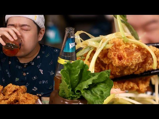 Green onion chicken [Korean mukbang eating show]