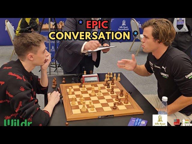 The epic conversations between Dubov and Magnus Carlsen before and after the game!