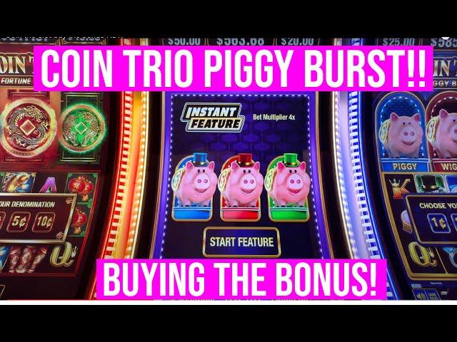 COIN TRIO PIGGY BURST SLOT! WE WON MONEY BUYING THE BONUS!