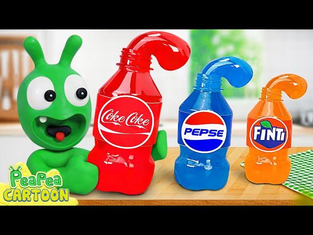 Pea Pea Making Colorful Soda Bottle Jelly - Kid Learning - PeaPea Cartoon