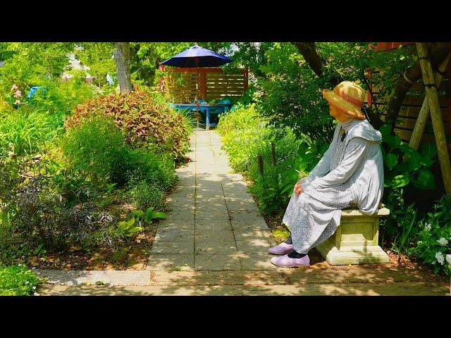 My 90 Year Old Grandma Takes a Walk in the Beautiful June Garden | My Mom Makes a "Hosta Path"