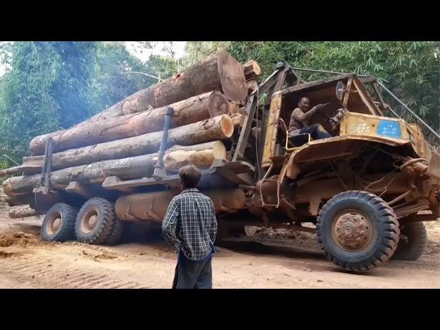 Old Power Heavy-Duty Truck Stuck in Deep Mud – Struggles to Move