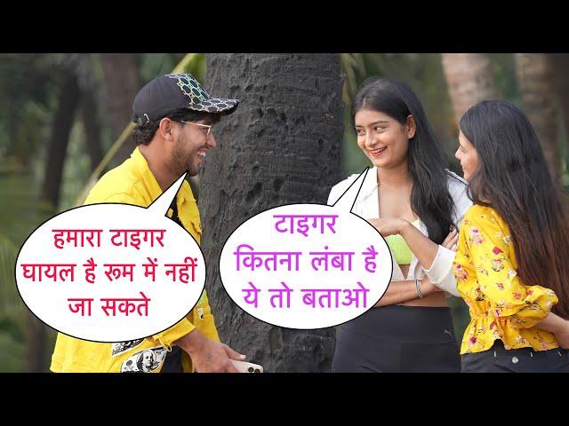 Tiger Ghayel Hai Room Me Nahi Ja Sakte Flirting Prank On Cute Girl By Basant Jangra