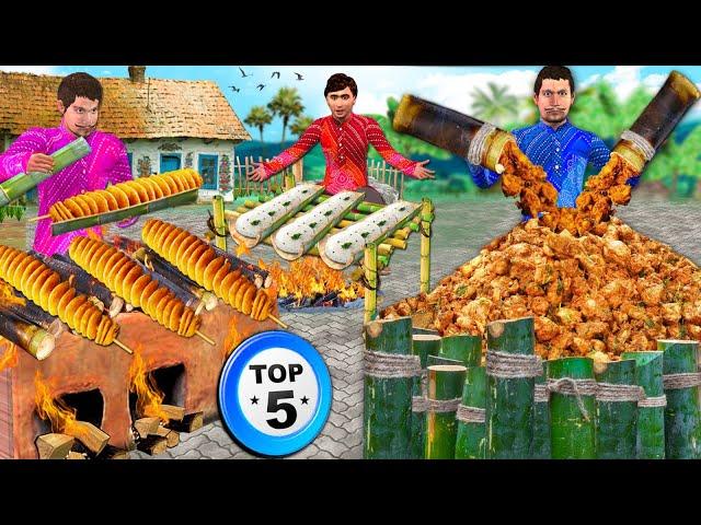 Bamboo Idly Chicken Fry Potato Chips Best Street Food Collection Videos Hindi Kahaniya Moral Stories