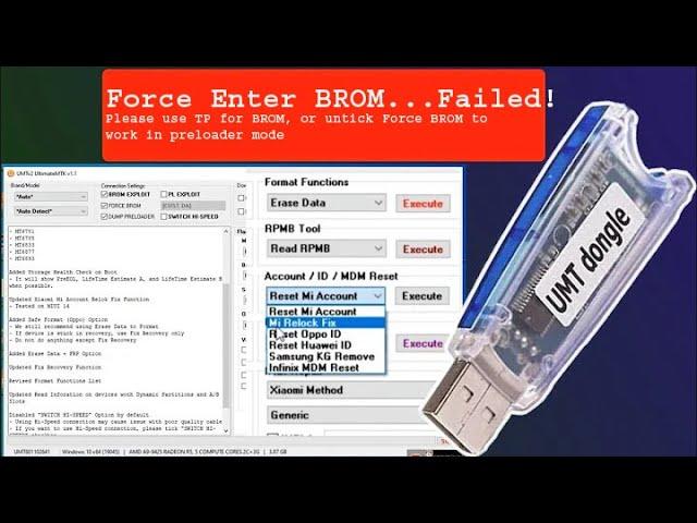 Force Enter BROM...Failed! Please use TP for BROM, or untick Force BROM to work in preloader mode