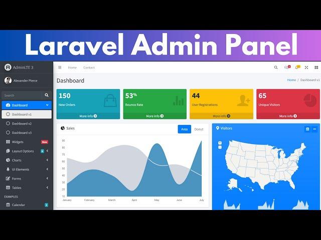 Laravel Admin Panel with Admin LTE - Free Package with installation steps