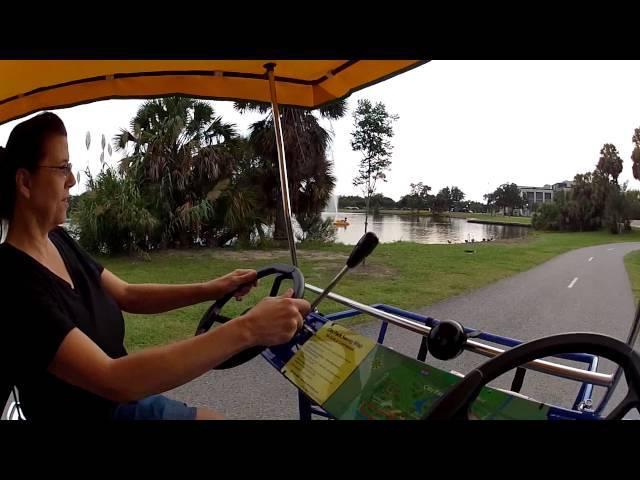 Lacary and Julie steele spend a afternoon riding a bike and feeding the geese and swans in city park