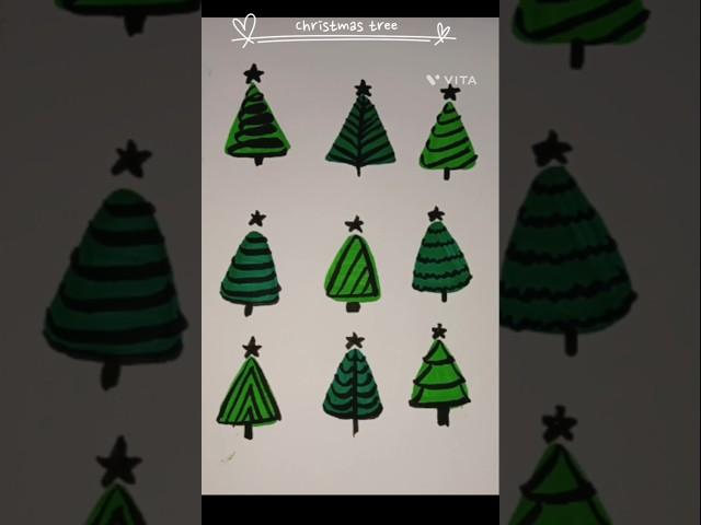 How to Draw a Cute Christmas Tree, Easy Drawing and Coloring for tutorial and Toddlers