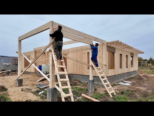 Inexpensive wooden house. Full construction process