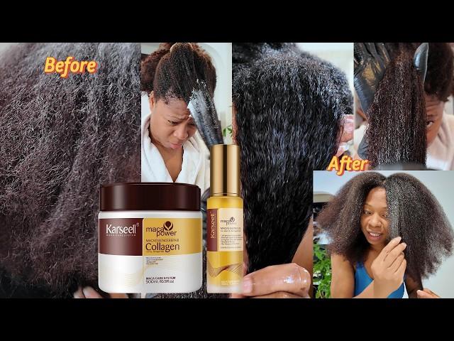 testing Karseell viral collagen hair mask on natural hair Crazy silky hair Is it real? honest review