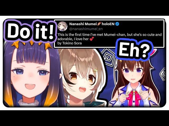 Ina helped Mumei get Sora to tweet from her account but... 【Hololive EN】