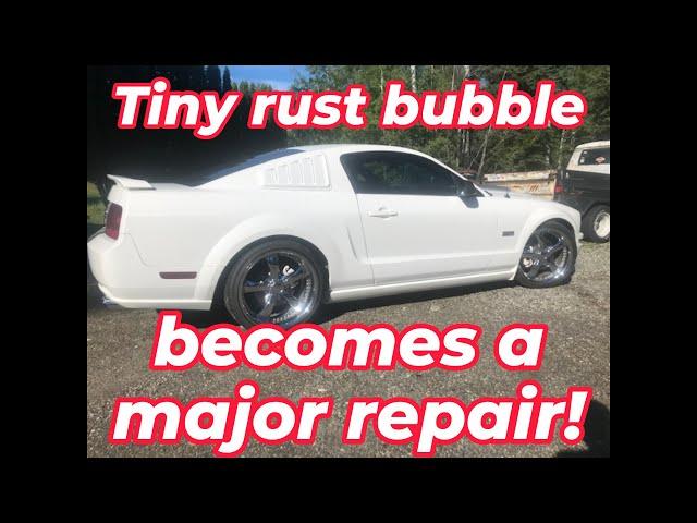 It's never just surface rust! Mustang rust hole repair.