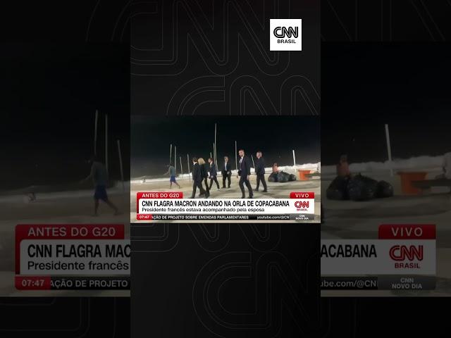 G20: CNN flagra Macron caminhando à noite pela orla de Copacabana, no Rio #Shorts