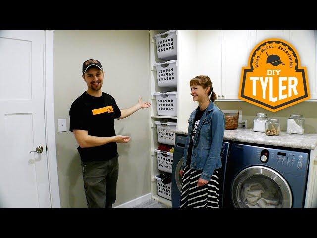 DIY Laundry Basket Shelf | 6 Baskets in 18" of Space!!