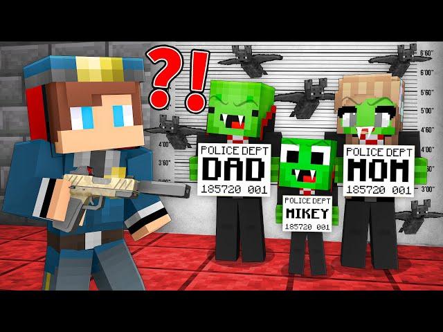 Policeman Mikey Arrested JJ VAMPIRE FAMILY in Minecraft ! (Maizen)