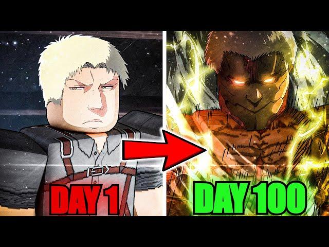 Spending 100 Days As Armored Titan Reiner Braun In Attack on Titan Revolution...(Roblox)