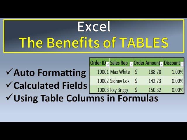 Excel Table Benefits