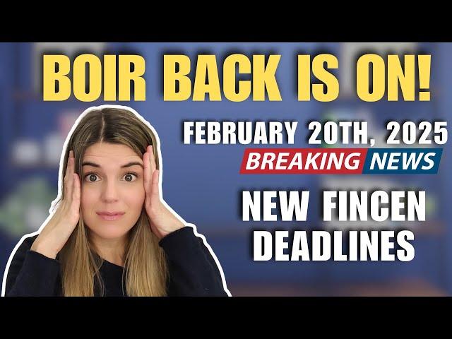 BOI Reporting Update - Nationwide Injunction Lifted!  New Filing Deadlines Announced March 21, 2025