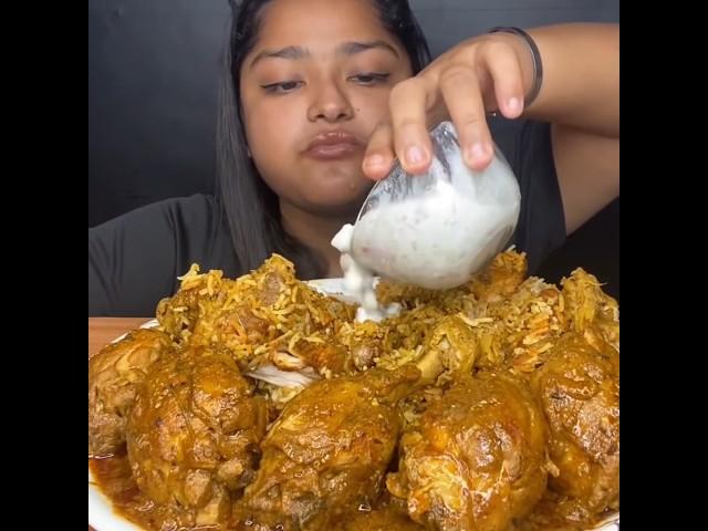 ASMR: EATING SPICY MUTTON CURRY CHICKEN BRIYANI || #shorts #mukbangn#asmreating #mukbangasmr #asmr