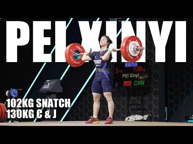 Pei Xinyi 102kg Snatch 130kg C&J | 2023 WWC in Riyadh