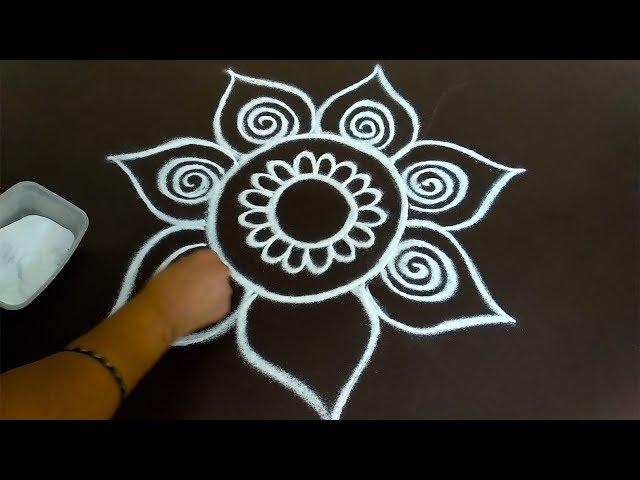 Daily Rangoli Design - 16 | Easy Free Hand Rangoli Designs | Simple Rangoli Designs