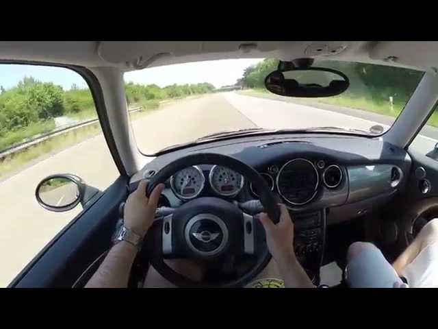 Mini Cooper S 1.6 (2006) on German Autobahn - POV Top Speed Drive