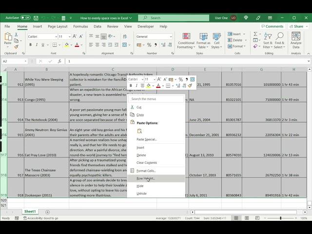 How to evenly space rows in Excel